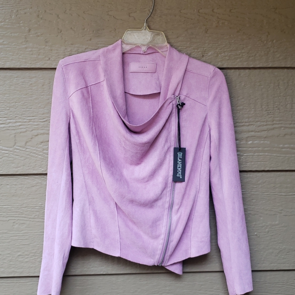 BLANK NYC Drape Front Faux Suede Jacket Lilac XS